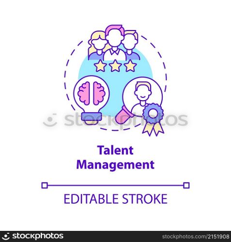 Talent management concept icon. Attract and hire top experts. Human resources abstract idea thin line illustration. Isolated outline drawing. Editable stroke. Roboto-Medium, Myriad Pro-Bold fonts used. Talent management concept icon