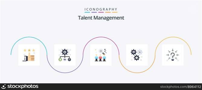 Talent Management Flat 5 Icon Pack Including setting. cog. setting. job. team