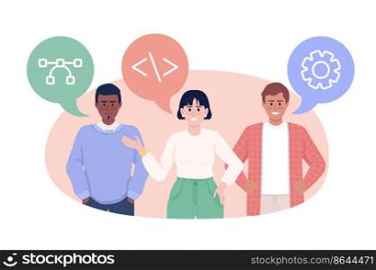 Talent pool 2D vector isolated illustration. Highly qualified employees flat characters on cartoon background. Remote job. Career experience. Colourful editable scene for mobile, website, presentation. Talent pool 2D vector isolated illustration