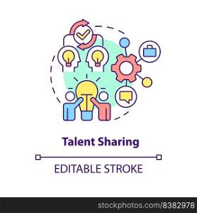 Talent sharing concept icon. Different expertise and knowledge. Merger objective abstract idea thin line illustration. Isolated outline drawing. Editable stroke. Arial, Myriad Pro-Bold fonts used. Talent sharing concept icon