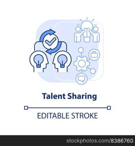 Talent sharing light blue concept icon. Different expertise. Merger objective abstract idea thin line illustration. Isolated outline drawing. Editable stroke. Arial, Myriad Pro-Bold fonts used. Talent sharing light blue concept icon