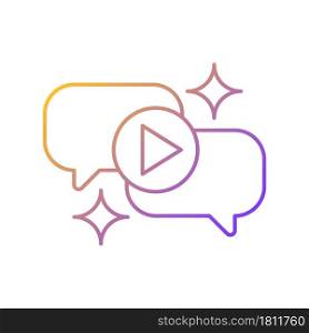 Talk show gradient linear vector icon. Interview broadcast for television entertainment. Speech bubble. Thin line color symbol. Modern style pictogram. Vector isolated outline drawing. Talk show gradient linear vector icon
