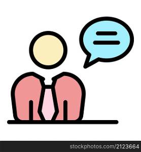 Talking manager icon. Outline talking manager vector icon color flat isolated. Talking manager icon color outline vector