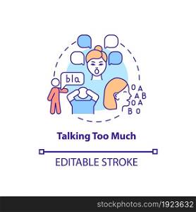 Talking too much concept icon. Hyperactive-impulsive symptom abstract idea thin line illustration. Hyperverbal speech. Excessive talking. Vector isolated outline color drawing. Editable stroke. Talking too much concept icon