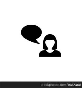 Talking Woman. Flat Vector Icon illustration. Simple black symbol on white background. Talking Woman sign design template for web and mobile UI element. Talking Woman Flat Vector Icon