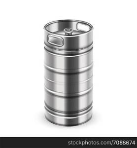 Tall Chrome Metallic Beverage Keg Barrel Vector. Blank Stainless Steel Keg For Bottling And Storage Alcohol Drink Booze In Tavern. Recoverable Container With Fitting Realistic 3d Illustration. Tall Chrome Metallic Beverage Keg Barrel Vector