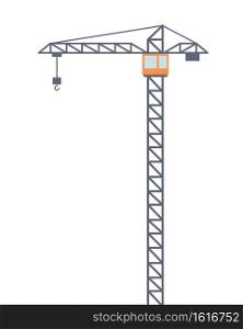 Tall construction crane. Vector illustration isolated in flat style on white background.. Construction crane. Vector illustration isolated in flat style