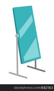 Tall large rotating dressing mirror on stand vector cartoon illustration isolated on white background.. Dressing mirror on stand vector illustration.