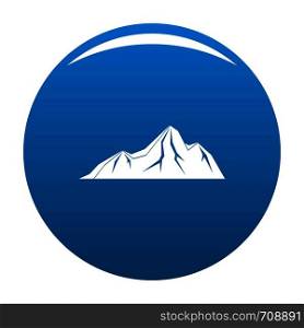 Tall mountain icon vector blue circle isolated on white background . Tall mountain icon blue vector