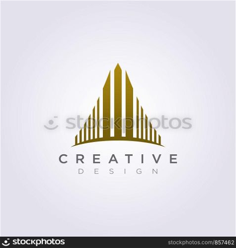 Tall skyscraper building Vector Illustration Design Clipart Symbol Logo Template.