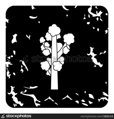Tall tree icon. Grunge illustration of tree vector icon for web design. Tall tree icon, grunge style