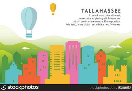 Tallahassee Florida City Building Cityscape Skyline Dynamic Background Illustration