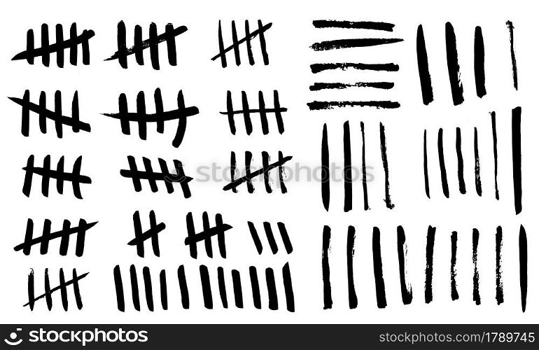 Tally marks. Counting signs on the walls of the prison. Notches for marking the days. Vector illustration on white background.. Tally marks. Counting signs on the walls of the prison. Notches for marking the days. Vector illustration.