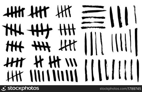 Tally marks. Counting signs on the walls of the prison. Notches for marking the days. Vector illustration on white background.. Tally marks. Counting signs on the walls of the prison. Notches for marking the days. Vector illustration.