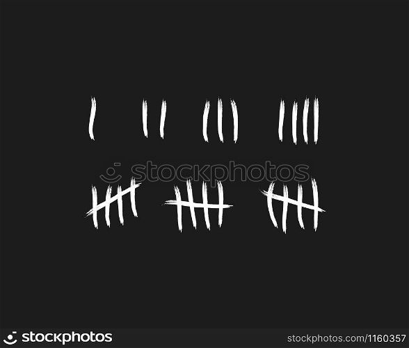 Tally marks on the wall isolated. Counting characters. Vector illustration of counting days in prison. Tally marks on the wall isolated. Counting characters. Vector illustration of counting days in prison.
