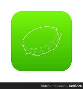 Tambourine icon green vector isolated on white background. Tambourine icon green vector