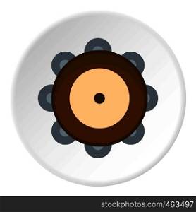Tambourine icon in flat circle isolated vector illustration for web. Tambourine icon circle