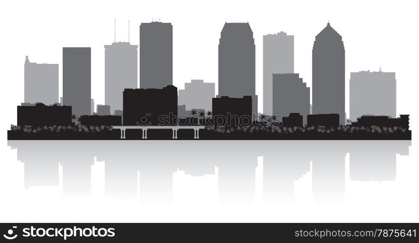 Tampa Florida city skyline vector silhouette illustration