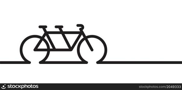 Tandem and duo bike, for two people. World Bicycle day. Sport cyclist line pattern. Cycling icon. Funny vector bike signs. Cartoon cycling logo.