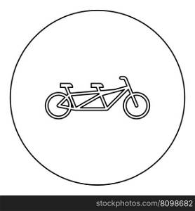 Tandem bicycle bike icon in circle round black color vector illustration image outline contour line thin style simple. Tandem bicycle bike icon in circle round black color vector illustration image outline contour line thin style