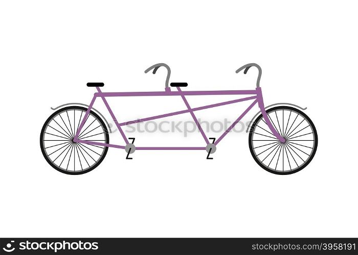 Tandem Bicycle isolated on white background. Bicycles for walks together. Wheeled vehicle for two people&#xA;