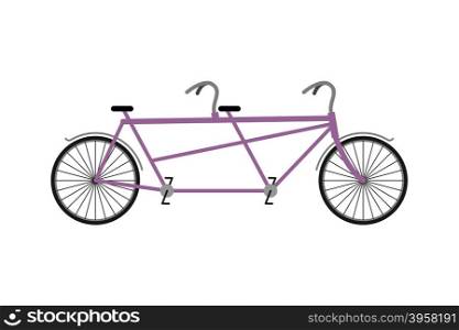 Tandem Bicycle isolated on white background. Bicycles for walks together. Wheeled vehicle for two people&#xA;