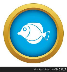 Tang fish, Zebrasoma flavescens icon blue vector isolated on white background for any design. Tang fish, Zebrasoma flavescens icon blue vector isolated