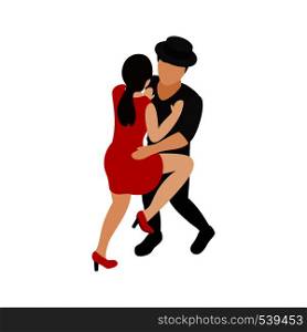 Tango dancers icon in isometric 3d style isolated on white background. Tango dancers icon, isometric 3d style