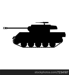 Tank American World War 2 Gun Motor Carriage M18, Hellcat. Silhouette Tank American World War 2 Gun Motor Carriage M18, Hellcat icon. Military army machine war, weapon, battle symbol silhouette side view. Vector illustration isolated