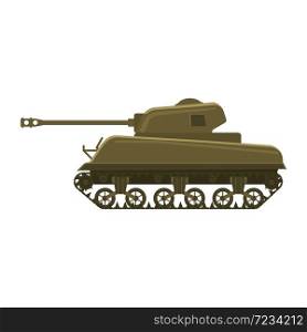 Tank American World War 2 M4 Sherman medium tank. Tank American World War 2 M4 Sherman medium tank. Military army machine war, weapon, battle symbol silhouette side view icon. Vector illustration isolated