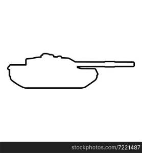 Tank Artillery Army machine Military silhouette World war contour outline icon black color vector illustration flat style simple image. Tank Artillery Army machine Military silhouette World war contour outline icon black color vector illustration flat style image