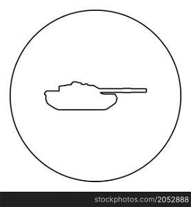 Tank Artillery Army machine Military silhouette World war icon in circle round black color vector illustration image outline contour line thin style simple. Tank Artillery Army machine Military silhouette World war icon in circle round black color vector illustration image outline contour line thin style