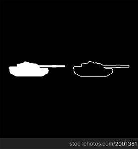 Tank Artillery Army machine Military silhouette World war icon white color vector illustration flat style simple image set. Tank Artillery Army machine Military silhouette World war icon white color vector illustration flat style image set