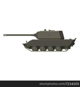 Tank German World War 2 Tiger 3 heavy tank. Tank German World War 2 Tiger 3 heavy tank. Military army machine war, weapon, battle symbol silhouette side view icon. Vector illustration isolated