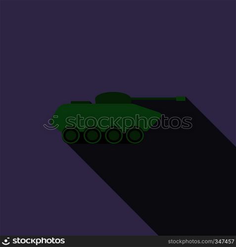 Tank icon in flat style on a violet background. Tank icon in flat style