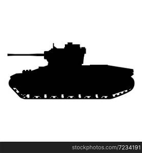 Tank Infantry Mk II Matilda Britain tank. Silhouette Tank Infantry Mk II Matilda World War 2 Britain tank icon. Military army machine war, weapon, battle symbol side view. Vector illustration isolated