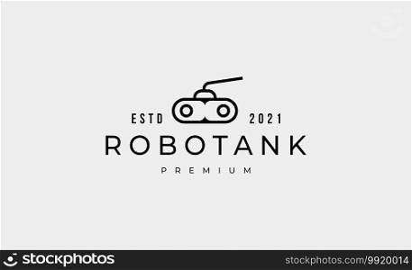 tank robot outline logo design vector illustration