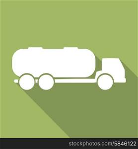 Tank truck with long shadow