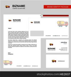 Tanker truck Business Letterhead, Envelope and visiting Card Design vector template