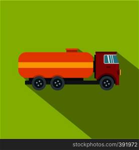 Tanker truck icon. Flat illustration of tanker truck vector icon for web isolated on lime background. Tanker truck icon, flat style