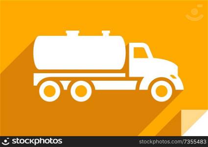 Tanker truck, transport flat icon, sticker square shape, modern color. Transport on the road