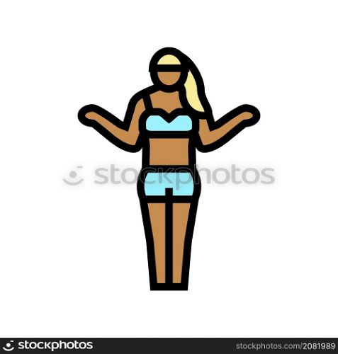 tanned woman color icon vector. tanned woman sign. isolated symbol illustration. tanned woman color icon vector illustration