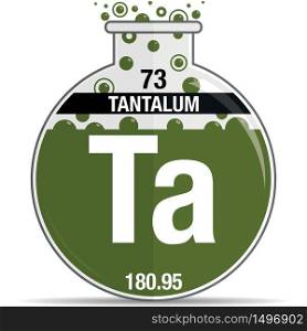 Tantalum symbol on chemical round flask. Element number 73 of the Periodic Table of the Elements - Chemistry. Vector image