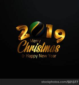Tanzania Flag 2019 Merry Christmas Typography. New Year Abstract Celebration background