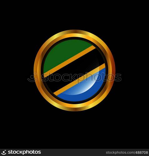 Tanzania flag Golden button