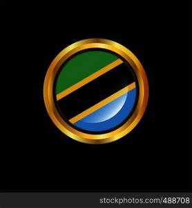 Tanzania flag Golden button