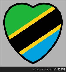 Tanzania Flag In Heart Shape Vector illustration eps 10.. Tanzania Flag In Heart Shape Vector