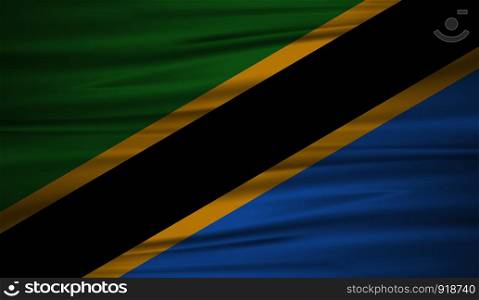 Tanzania flag vector. Vector flag of Tanzania blowig in the wind. EPS 10.