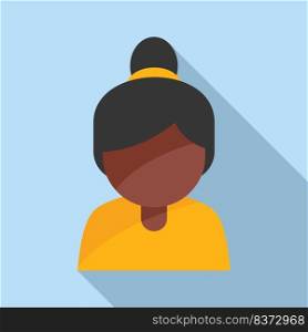 Tanzania girl icon flat vector. African person. Indian desk. Tanzania girl icon flat vector. African person