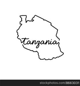 Tanzania outline map with the handwritten country name. Continuous line drawing of patriotic home sign. A love for a small homeland. T-shirt print idea. Vector illustration.. Tanzania outline map with the handwritten country name. Continuous line drawing of patriotic home sign